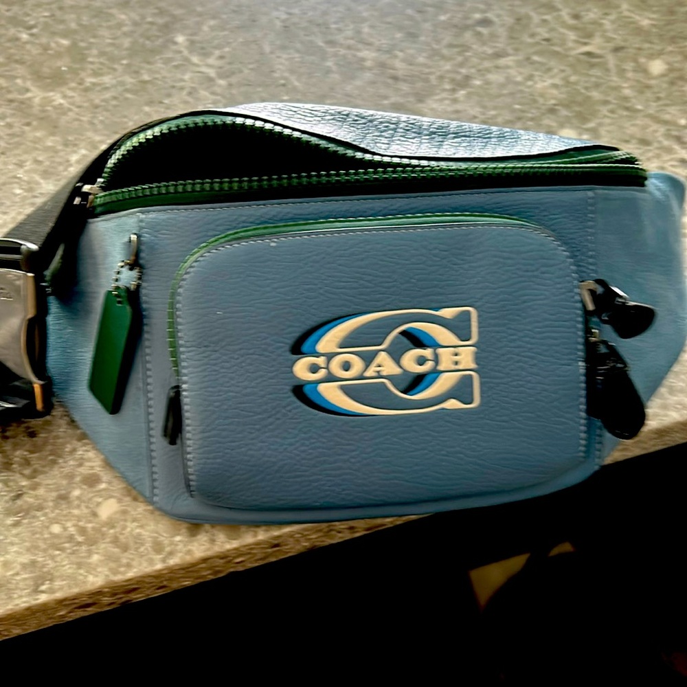Coach belted or shoulder leather and sueded bag